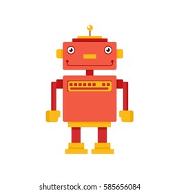 Cute funny robots on a white background. Vector illustration.