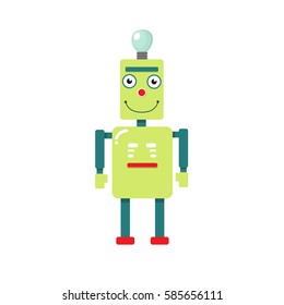 Cute funny robots on a white background. Vector illustration.