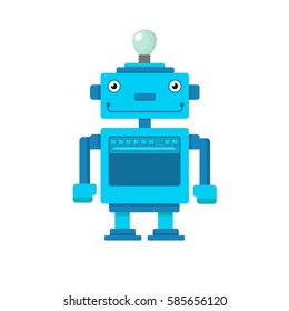 Cute funny robots on a white background. Vector illustration.