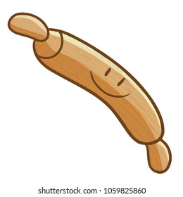 Cute and funny rolling pin smiling happily - vector.
