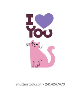 Cute and funny romantic cats for Valentine's day. Holiday inspiration. Cats with hears and romantic elements.