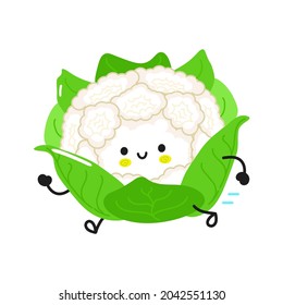Una flor de colirio. Caricatura dibujada a mano del vector icono de ilustración del personaje kawaii. Aislado sobre fondo blanco. Ejecutar concepto de coliflor