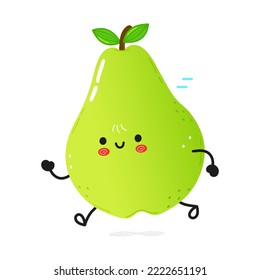 Perla divertida y graciosa. Caricatura dibujada a mano del vector icono de ilustración del personaje kawaii. Aislado sobre fondo blanco. Ejecutar concepto de pera feliz