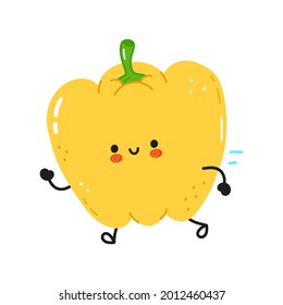 Cute funny running pepper. Vector hand drawn cartoon kawaii character illustration icon. Isolated on white background. Pepper run concept