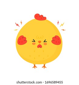 Cute funny sad chicken cock. Vector cartoon character illustration icon design. Isolated on white background