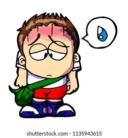 Cute and funny sad depressed student - vector
