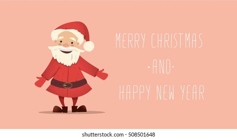 Cute and funny Santa Claus. Vector Christmas illustration. Bright  New Year character. New Year banner