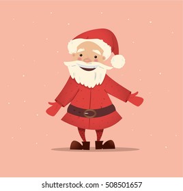 Cute and funny Santa Claus. Vector Christmas illustration. Bright  New Year character. New Year banner