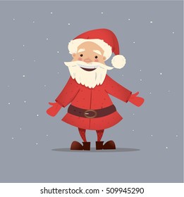 Cute and funny Santa Claus. Vector Christmas illustration. Bright New Year character. New Year banner