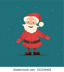 Cute and funny Santa Claus. Vector Christmas illustration. Bright New Year character. New Year banner