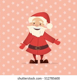 Cute and funny Santa Claus. Vector Christmas illustration. Bright New Year character. New Year banner