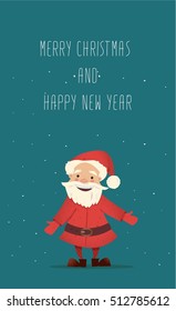 Cute and funny Santa Claus. Vector Christmas illustration. Bright New Year character. New Year banner