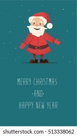 Cute and funny Santa Claus. Vector Christmas illustration. Bright New Year character.