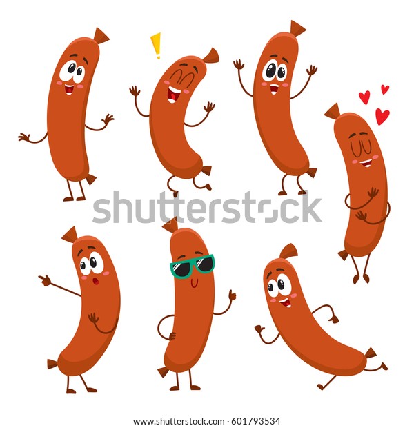 De Mignons Et Droles De Saucisses Image Vectorielle De Stock Libre De Droits