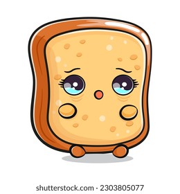 Cute funny scared toast character. Vector hand drawn traditional cartoon vintage, retro, kawaii character illustration icon. Isolated white background. Cry Sliced toast bread character concept