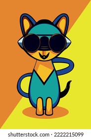 Cute funny and scary cartoon monster. Vector illustration