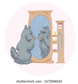 Cute and funny scottish terrier before trimming . Hand drawn illustration for kids, boys, girls, t-shirt, clothes, games, cards.