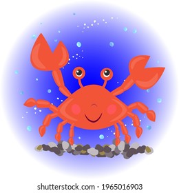 Cute funny sea crab. Baby vector illustration.
