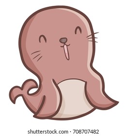 Cute and funny seagull laughing happily - vector.