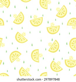 Cute funny seamless pattern with summer lemon. Best for textures, wallpaper, wrapping, scrapbooking. Beautiful romantic summer background