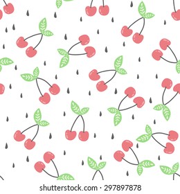 Cute funny seamless pattern with summer fruit. Best for textures, wallpaper, wrapping, scrapbooking. Beautiful romantic summer background