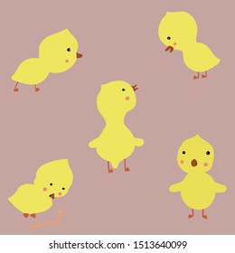 Cute funny set with cartoon ducklings.Character little duck. Childish print for nursery,  apparel, poster, postcard and child's room, t-short and ect.