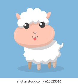 Cute and funny sheep design. Flat icon. Vector illustration