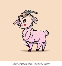 cute funny sheep on beige background Coloring Page Outline of cartoon sheep or lamb. Farm animals