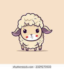 cute funny sheep on beige background Coloring Page Outline of cartoon sheep or lamb. Farm animals