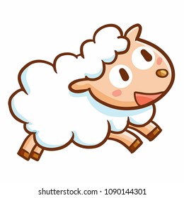 Cute and funny sheep running happily - vector.