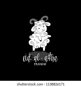 Cute funny Sheep, Vector illustration for Muslim Community, Festival of Sacrifice, Eid-Al-Adha Mubarak.