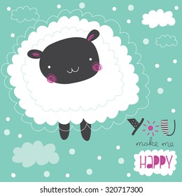 Cute and funny sheep vector illustration