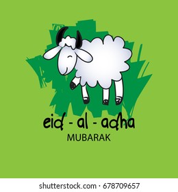 Linda oveja divertida, Ilustración vectorial para la comunidad musulmana, Festival de sacrificio, Eid-Al-Adha Mubarak.