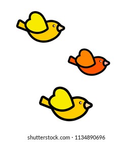 Cute and funny simple 3 birds flying - vector