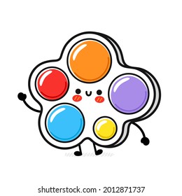Cute funny Simple dimple fidget sensory toy. Vector hand drawn cartoon kawaii character illustration icon. Isolated on white background. Simple dimple fidget kids sensory toy doodle character concept
