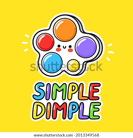 Cute funny Simple dimple fidget sensory toy logo. Vector hand drawn cartoon kawaii character illustration icon. Simple dimple fidget kids sensory toy doodle character logo concept
