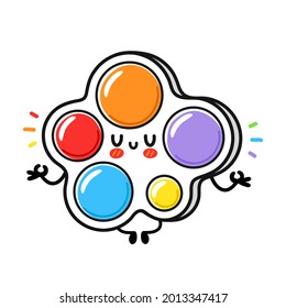 Cute funny Simple dimple meditate toy. Vector hand drawn cartoon kawaii character illustration icon. Isolated on white background. Simple dimple fidget kids sensory toy doodle character concept
