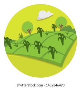 Cute and funny simple garden or field rounded icon