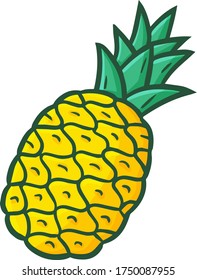 Cute and funny simple pineapple in cartoon style