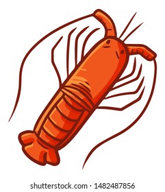 Cute and funny simple small lobster from top view