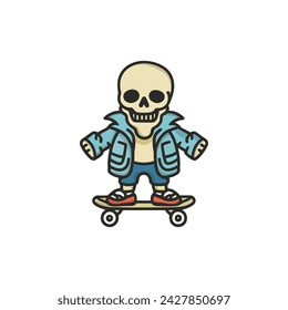 Cute funny skull cartoon vector file 