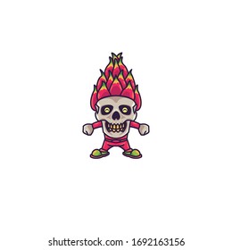 Cute Funny Skull Character Wearing Fruits Headwear