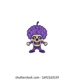 Cute Funny Skull Character Wearing Fruits Headwear