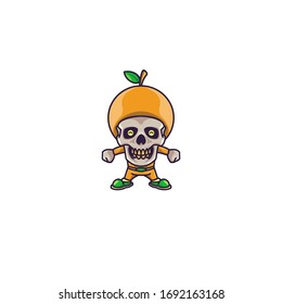 Cute Funny Skull Character Wearing Fruits Headwear