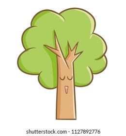 Cute and funny sleeping tree - vector