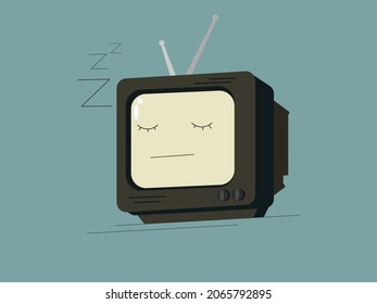 Cute and funny sleeping tv,vector illustration