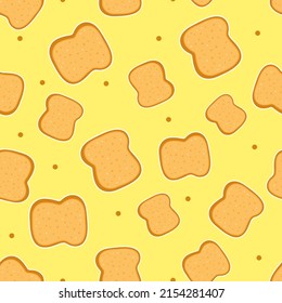 Cute funny sliced toast bread pattern character. Vector hand drawn cartoon kawaii character illustration icon. Isolated on white background. Happy sliced toast bread pattern character concept