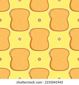 Cute funny sliced toast bread pattern character. Vector hand drawn cartoon kawaii character illustration icon. Isolated on white background. Happy sliced toast bread pattern character concept