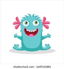 Cute Funny Small Baby Alien Monster Vector Illustration. Cartoon Mascot On A White Background. Design for print, party decoration, t-shirt, illustration, logo, emblem or sticker