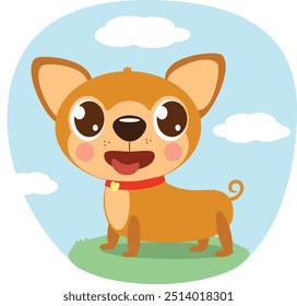 cute, funny small dog.  Chihuahua dog. Vector illustration 